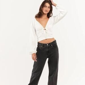 O'Neill Brinley keyhole tie front gauze cropped peasant top size XL New w/ tags